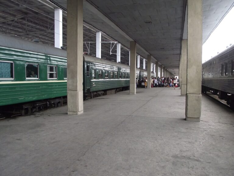 駅のホームと停車中の列車