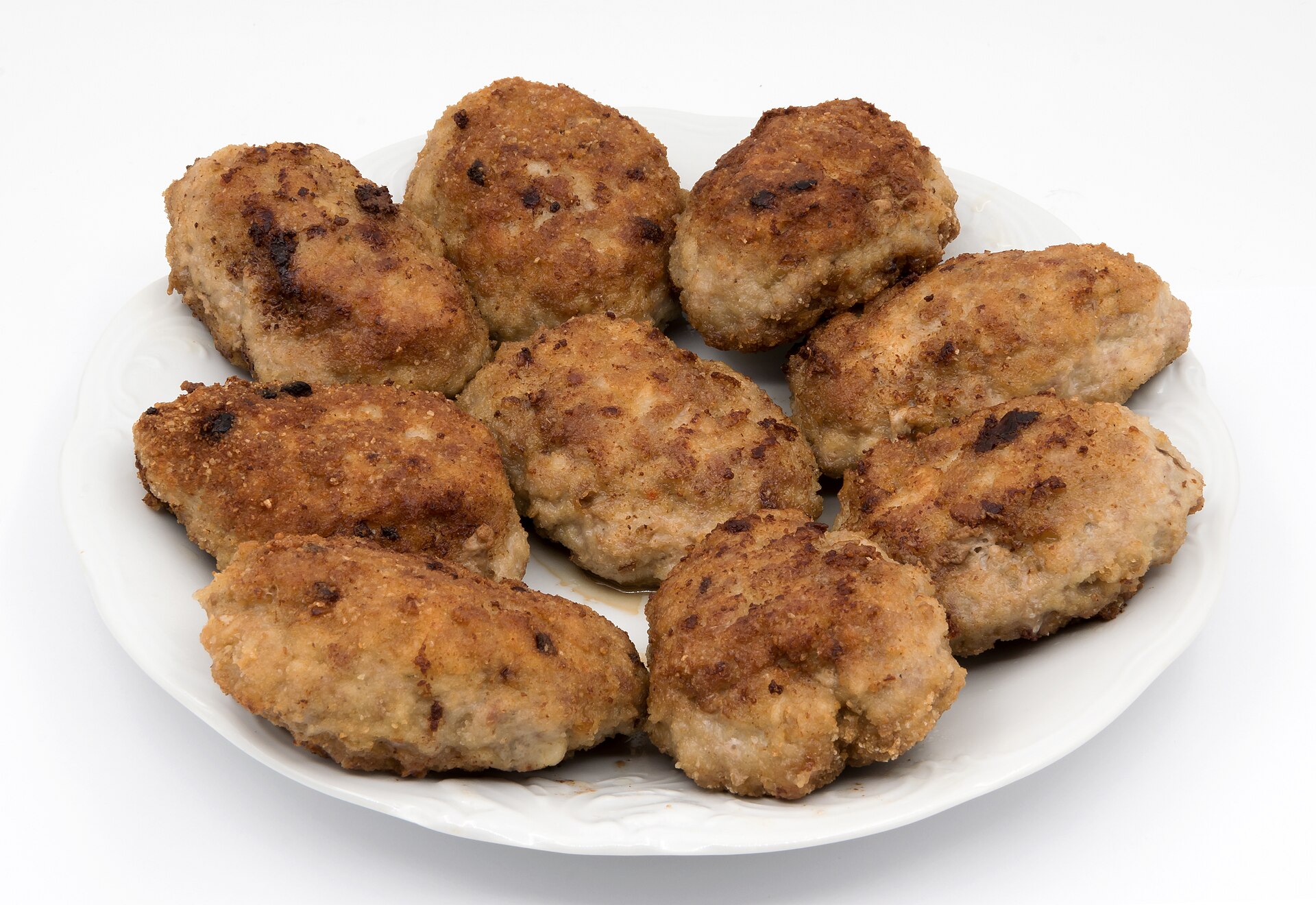 焼き色を付けた平たい肉団子