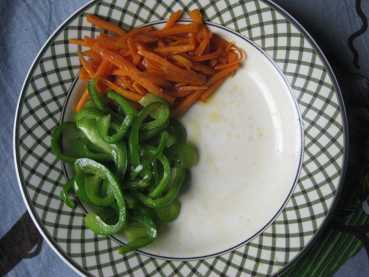 炒める前に野菜を分けて準備した状態。