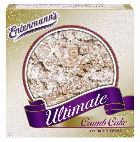 Entenmann's「Ultimate Crumb Cake」の箱、窓から粉砂糖をかけたクラムが見える